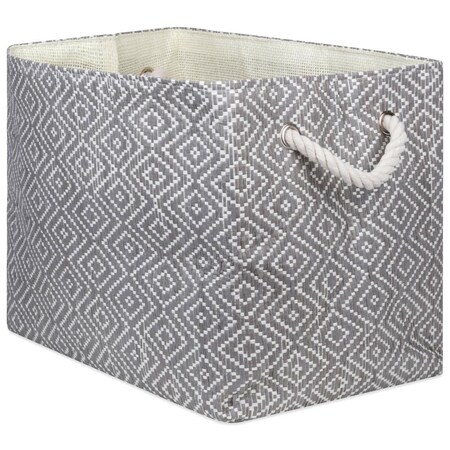 Design Imports Paper Bin Diamond Basketweave Gray & White17 x 12 x 12 in. CAMZ10107